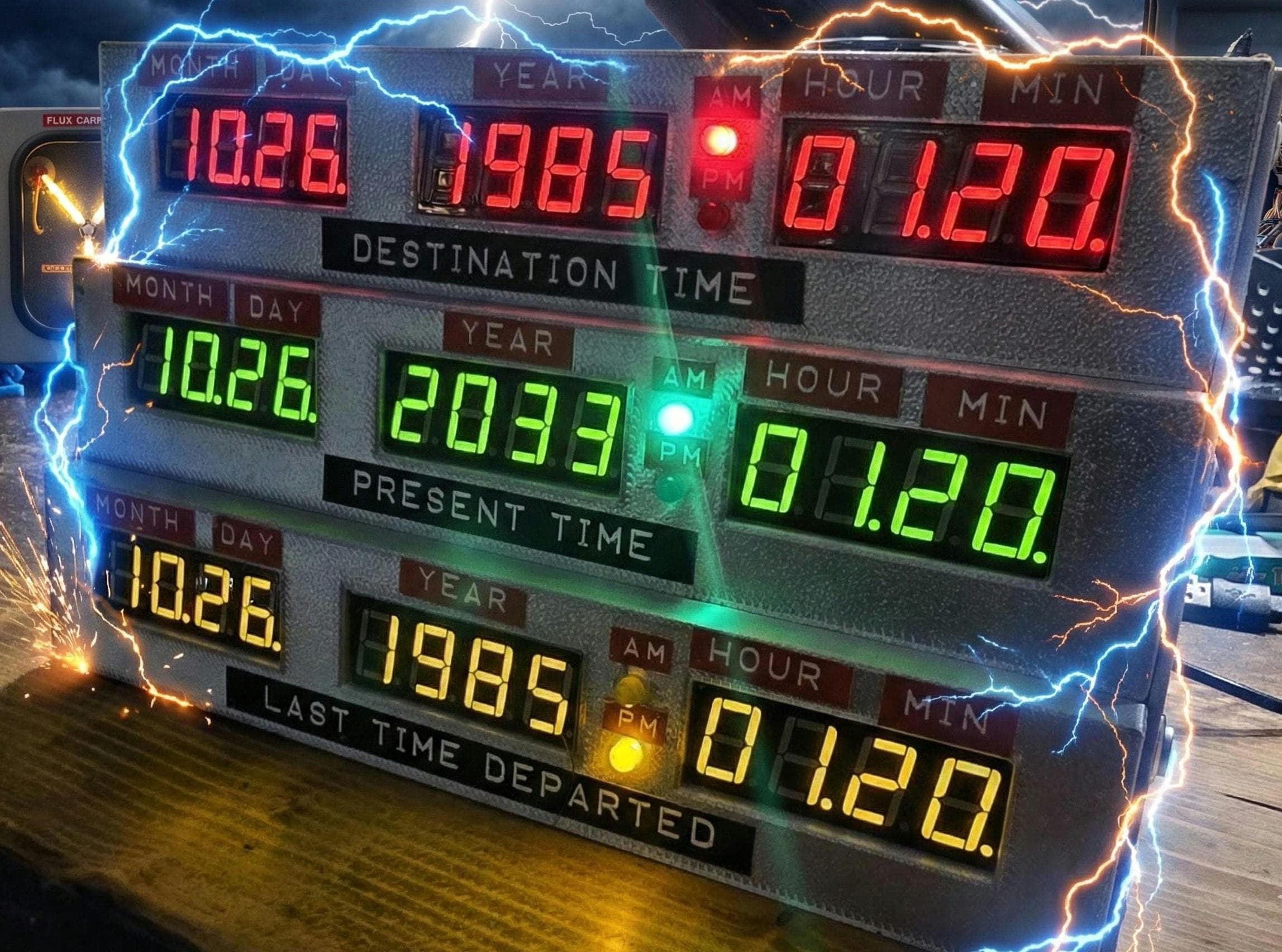 Time Circuits clock, fully lit